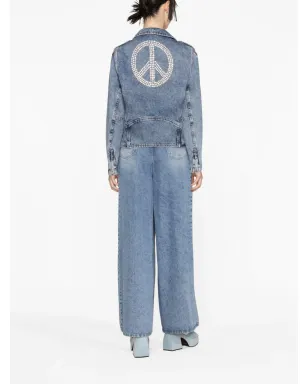 MOSCHINO JEANS クリスタルエンブリッシュデニム バイカージャケット - サムネイル2