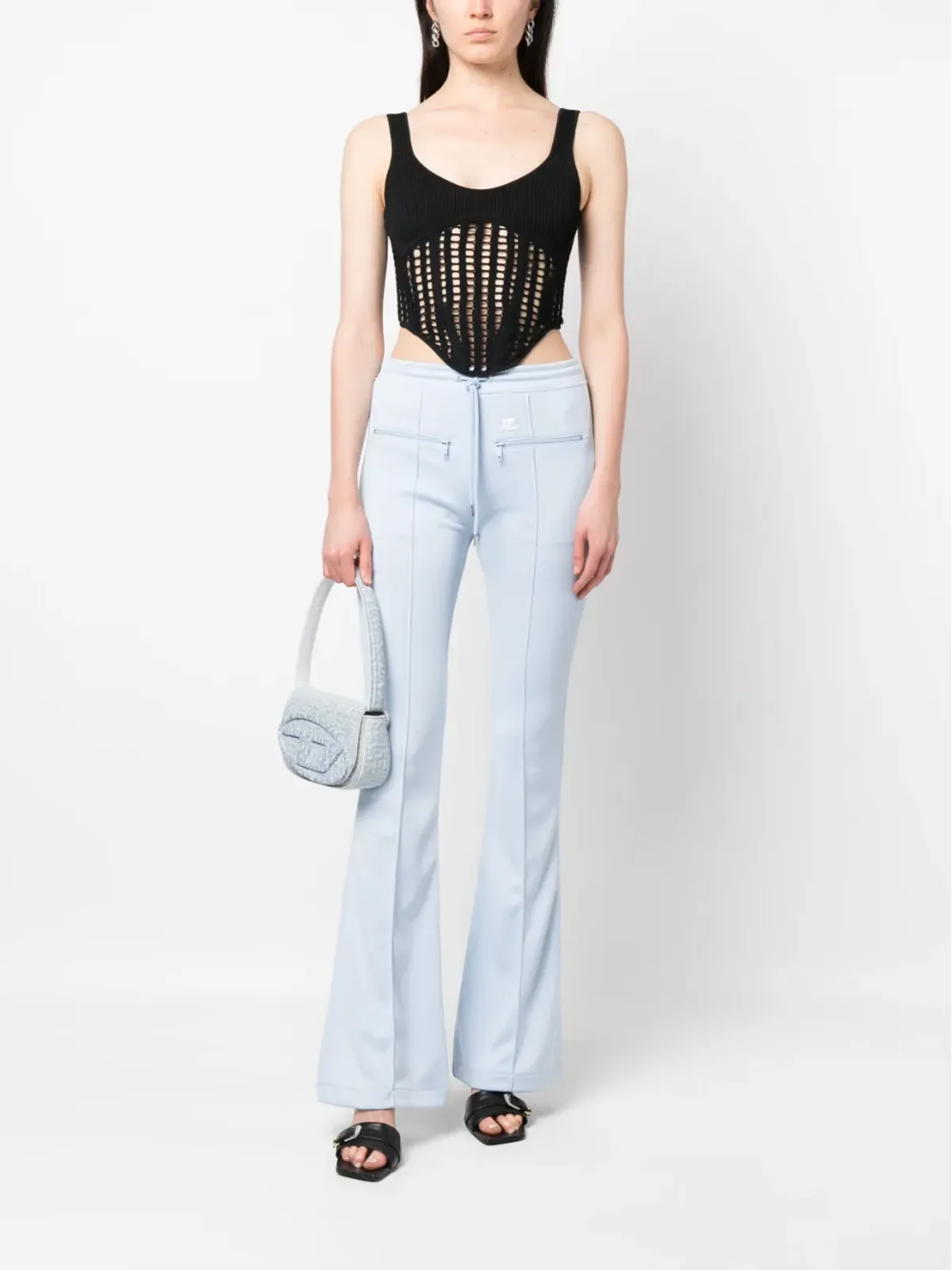 Courrèges 縫い目ディテールのフレアトラックパンツ - 画像2
