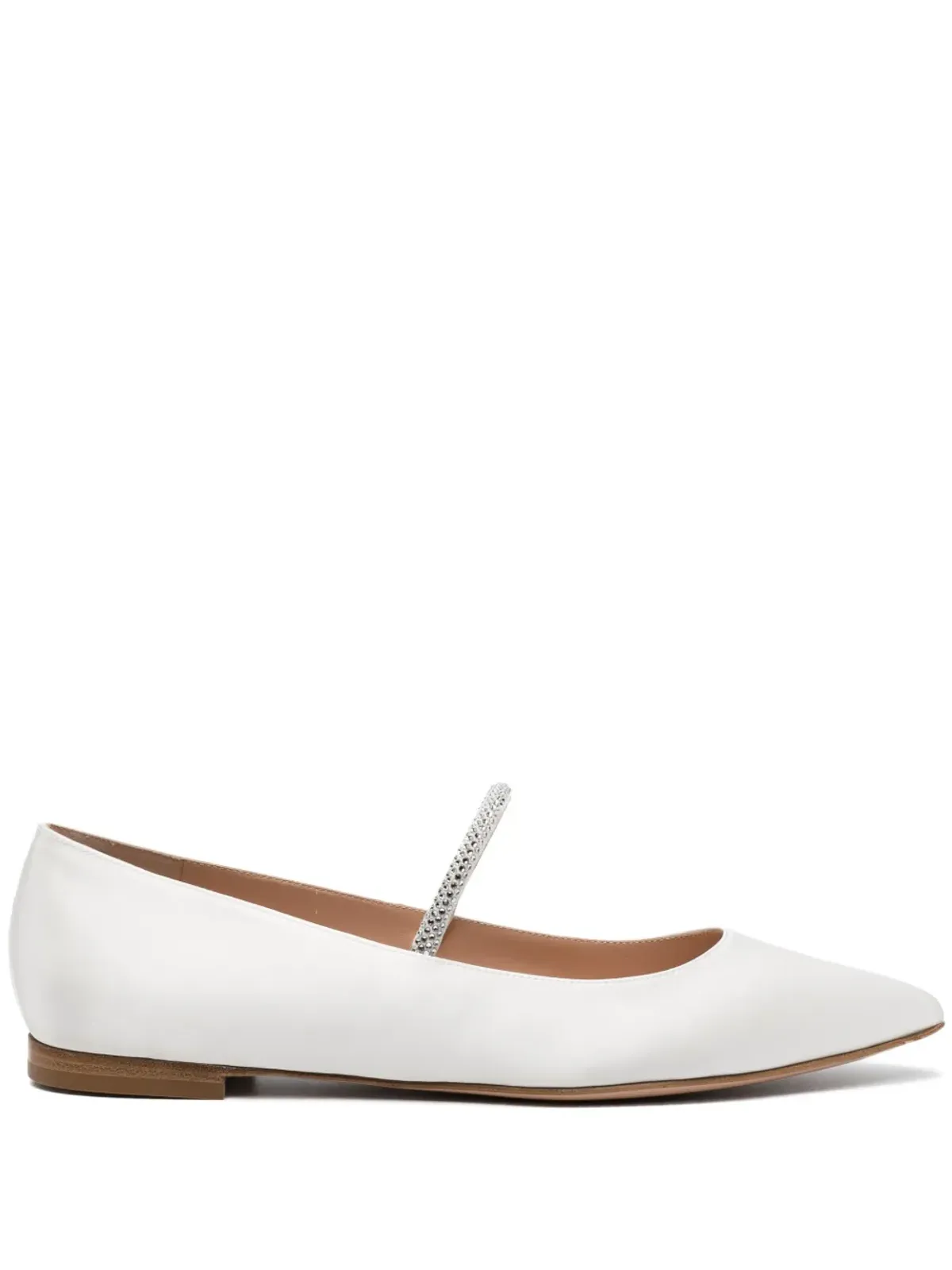 Gianvito Rossi クリスタル装飾サテンバレエパンプス - 画像1