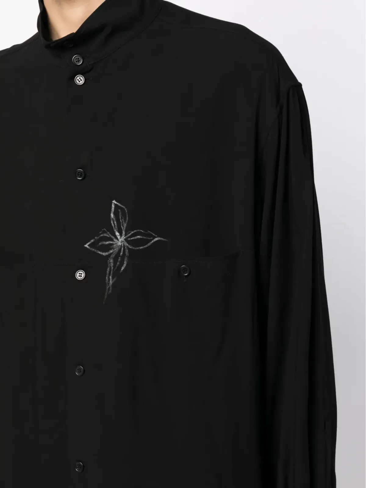 Yohji Yamamoto 花柄ドゥードル ロングシャツ - 画像5