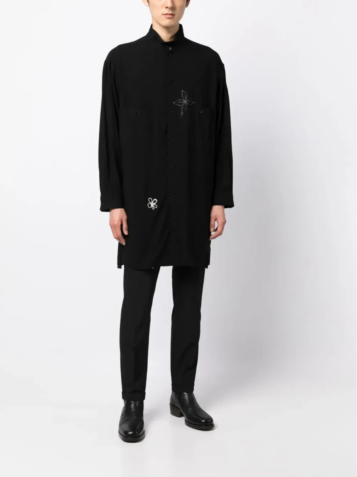 Yohji Yamamoto 花柄ドゥードル ロングシャツ - 画像2