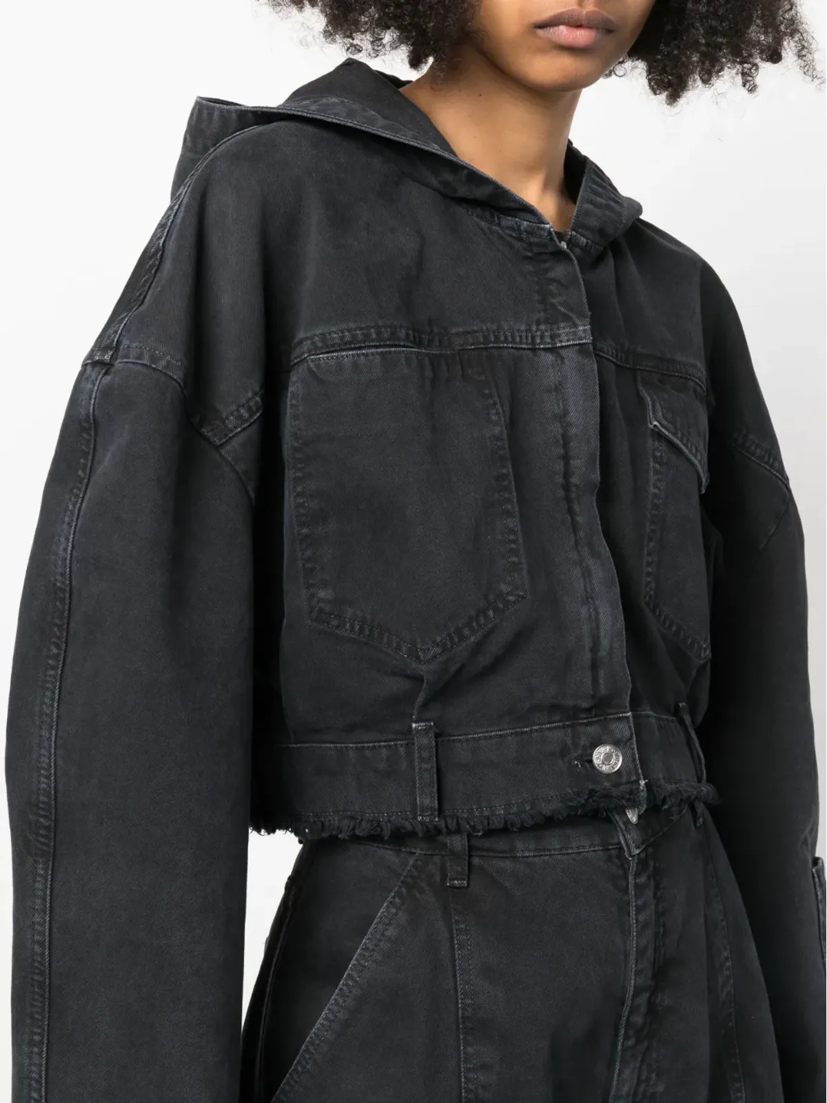 MOSCHINO JEANS クロップドデニムフード付きジャケット - 画像5