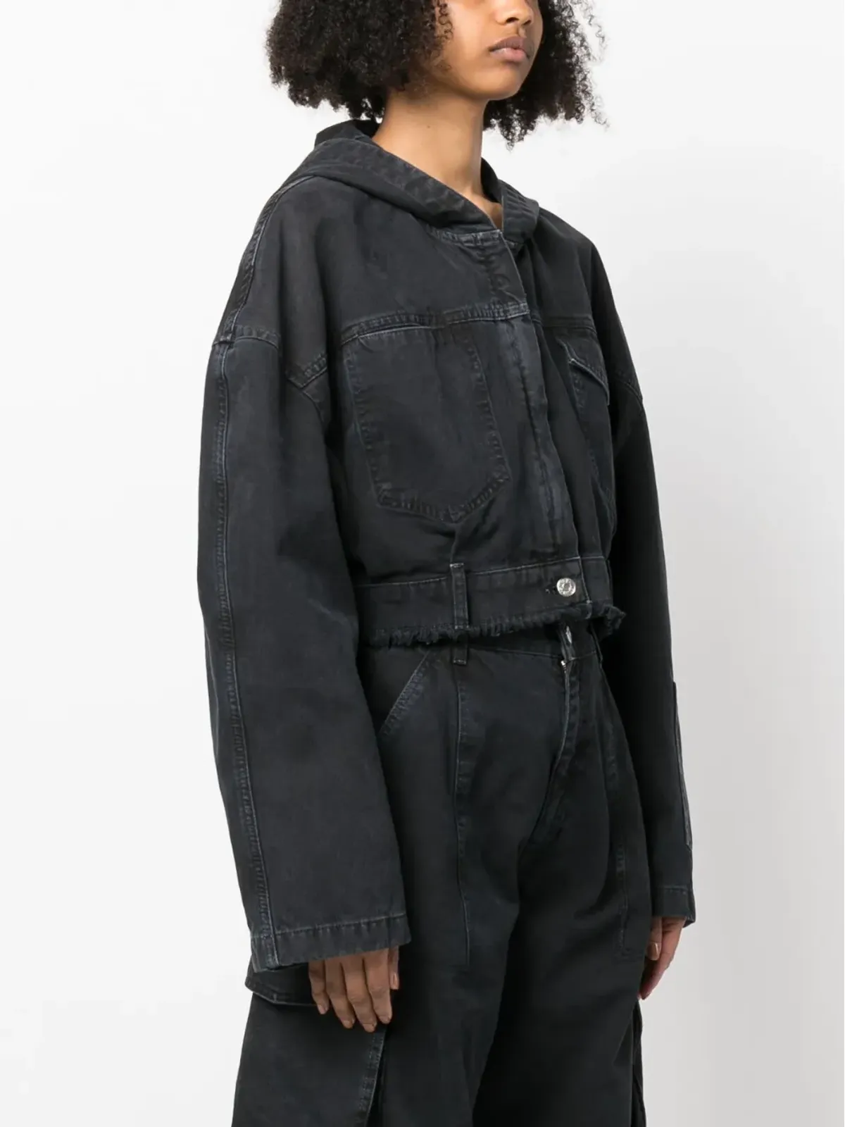 MOSCHINO JEANS クロップドデニムフード付きジャケット - 画像3