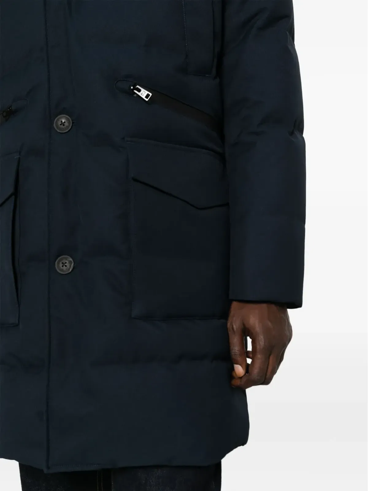 Woolrich ボタン留めフード付き ダウンコート - 画像5