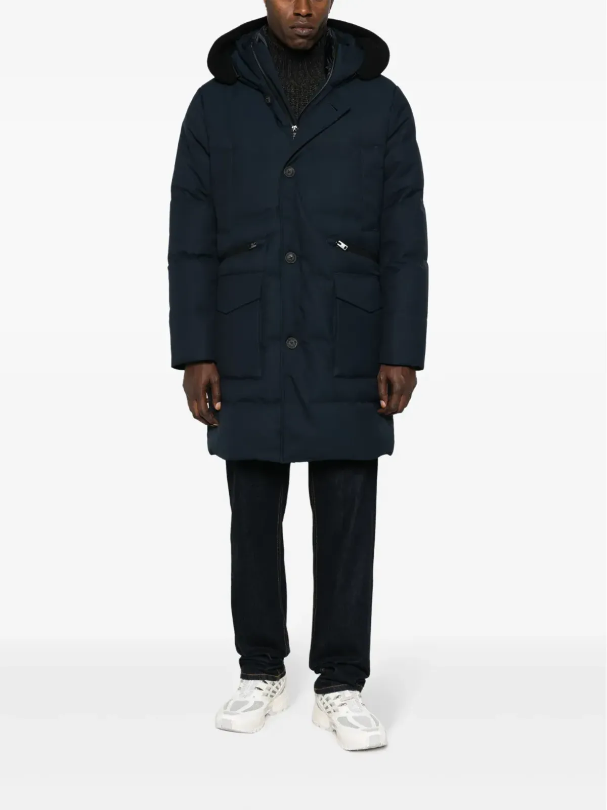 Woolrich ボタン留めフード付き ダウンコート - 画像2