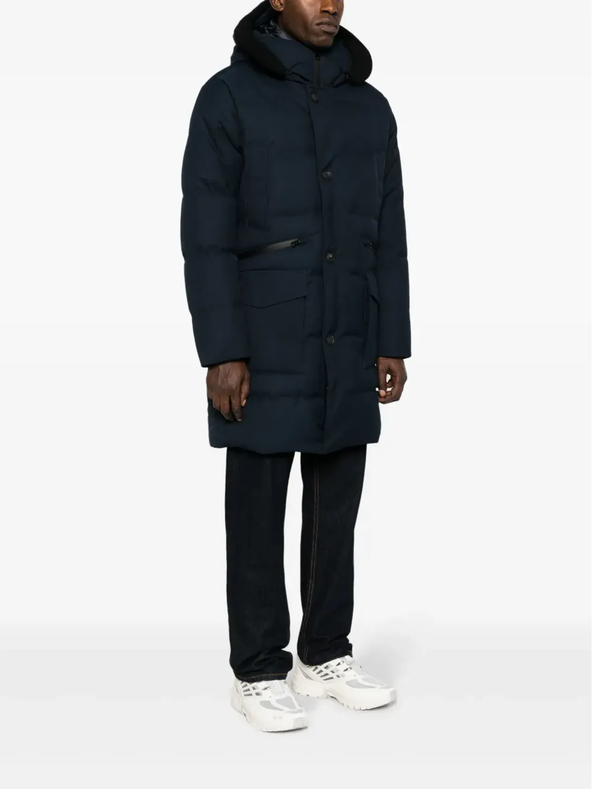 Woolrich ボタン留めフード付き ダウンコート - 画像3