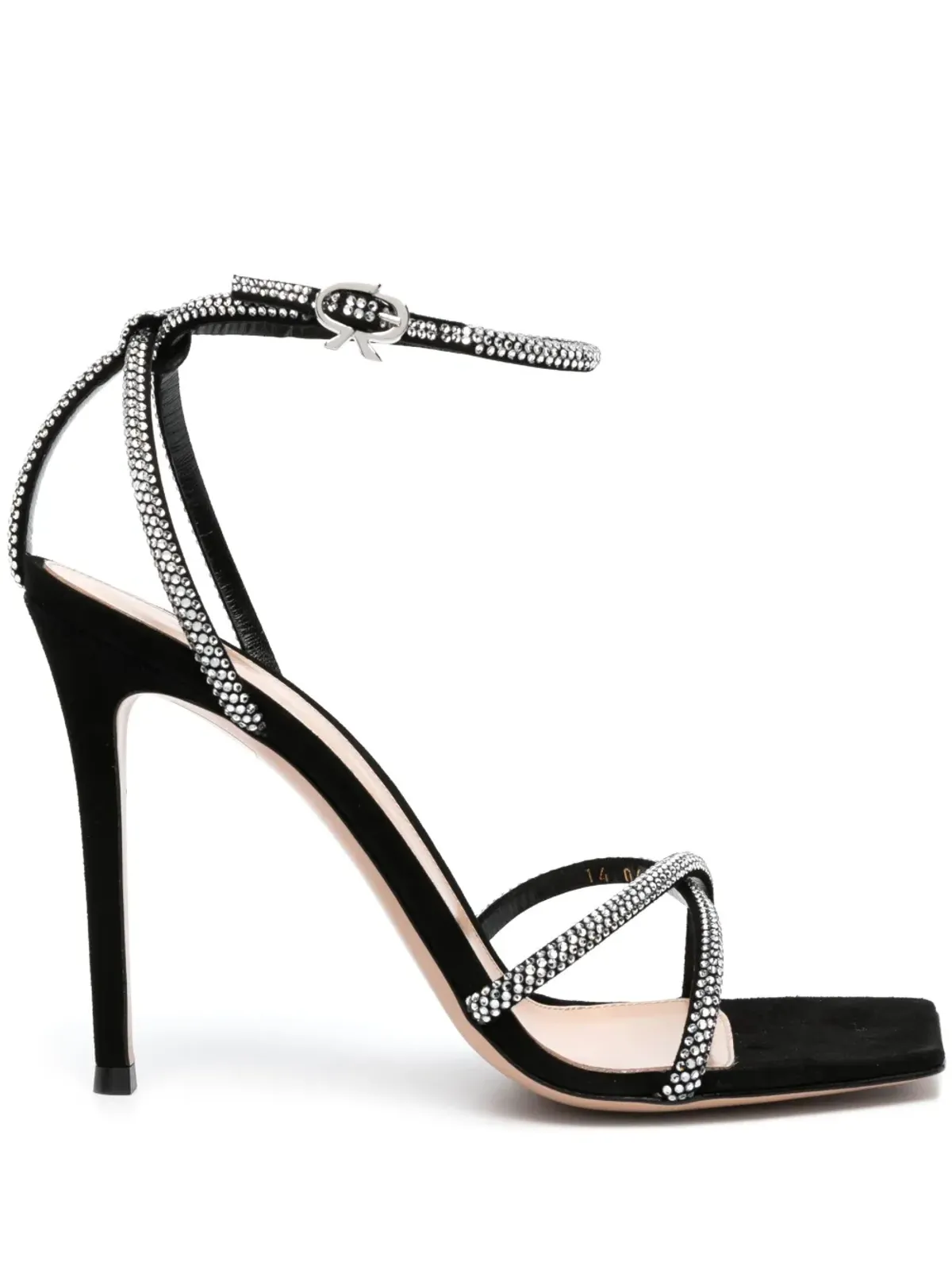 Gianvito Rossi クリスタル装飾付きスエードサンダル（ブラック） - 画像1