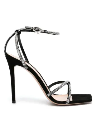 Gianvito Rossi クリスタル装飾付きスエードサンダル（ブラック） - サムネイル1