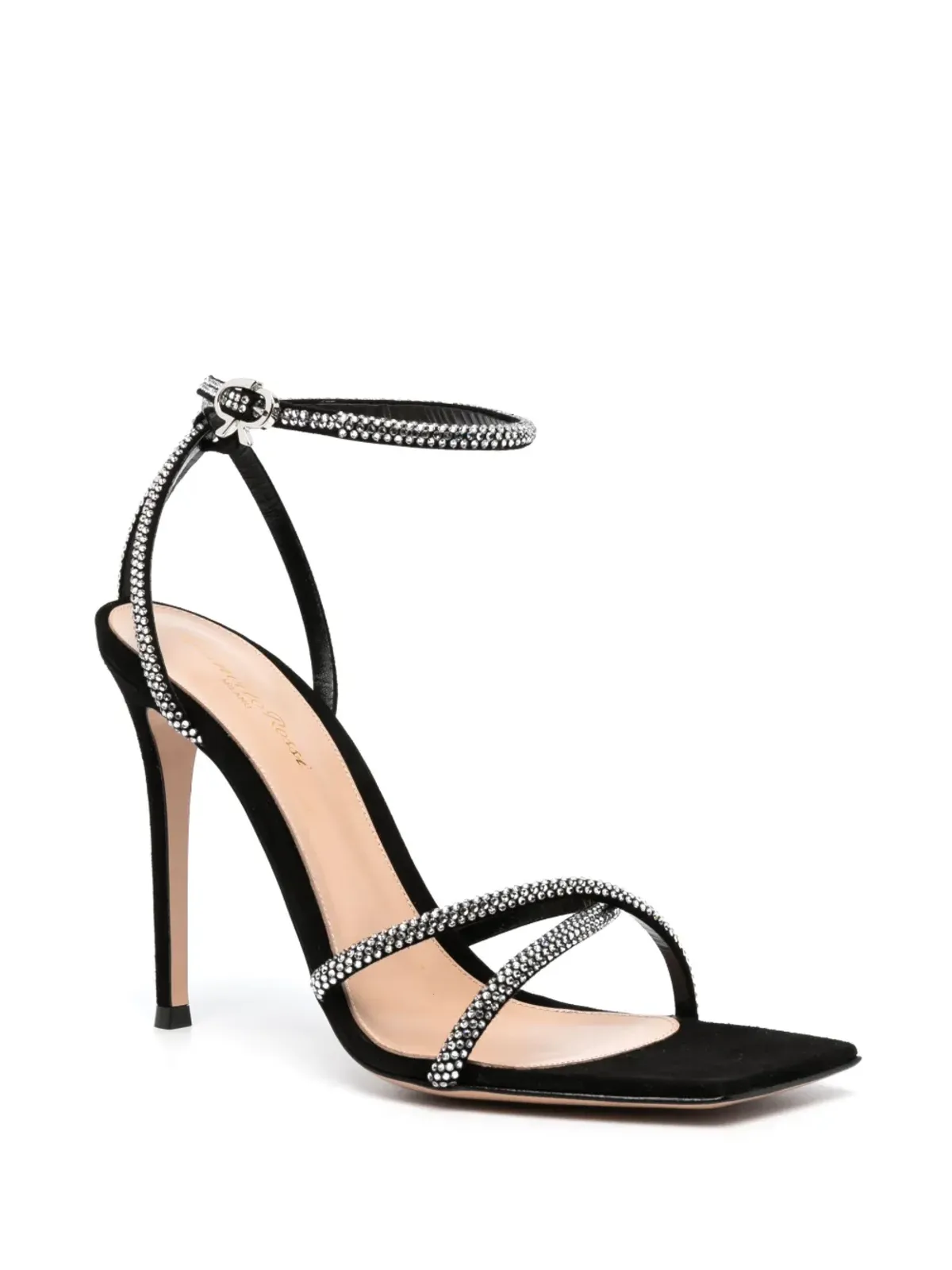 Gianvito Rossi クリスタル装飾付きスエードサンダル（ブラック） - 画像2