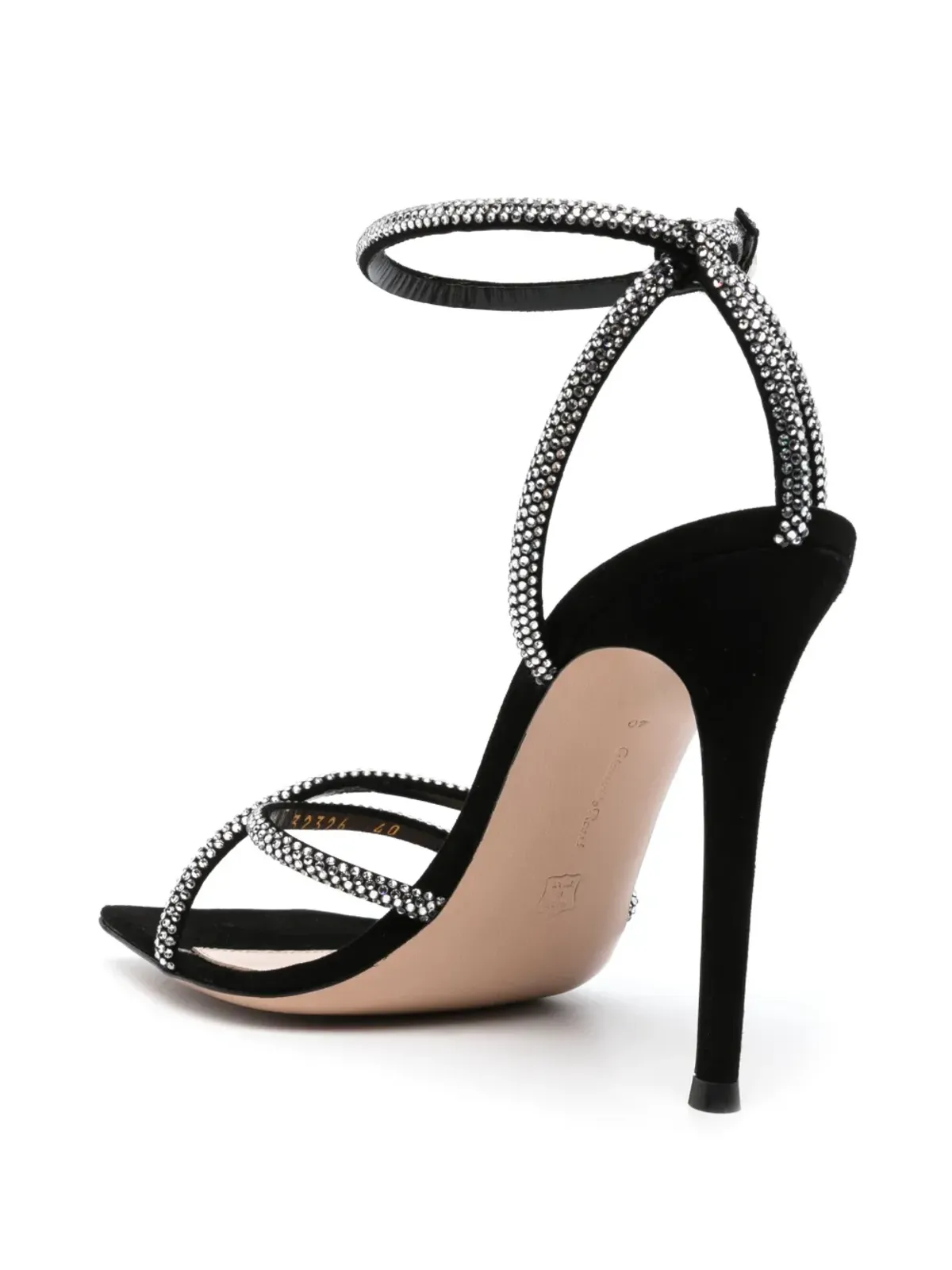 Gianvito Rossi クリスタル装飾付きスエードサンダル（ブラック） - 画像3