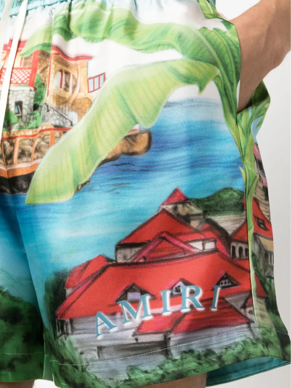 AMIRI Eden グラフィックプリント シルクショーツ - 画像5