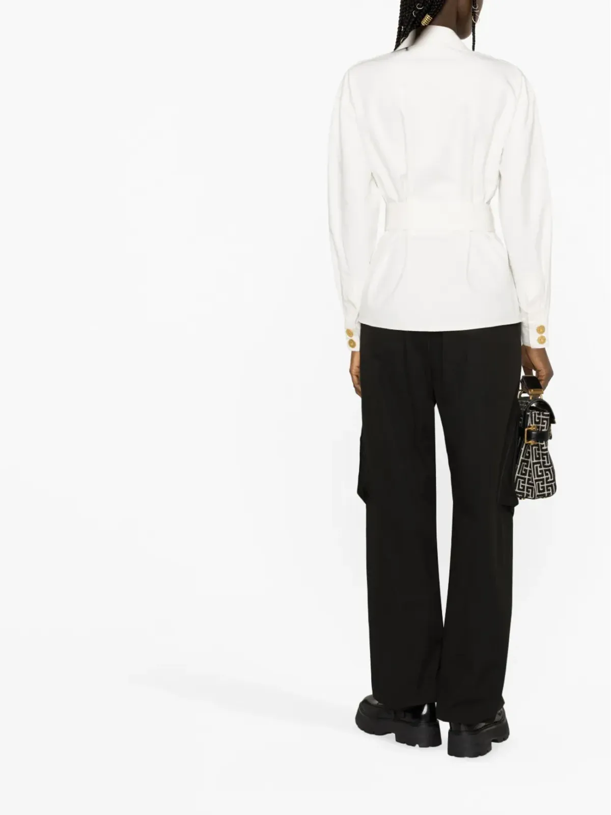 Balmain ロゴプレート付きデニムシャツジャケット - 画像3