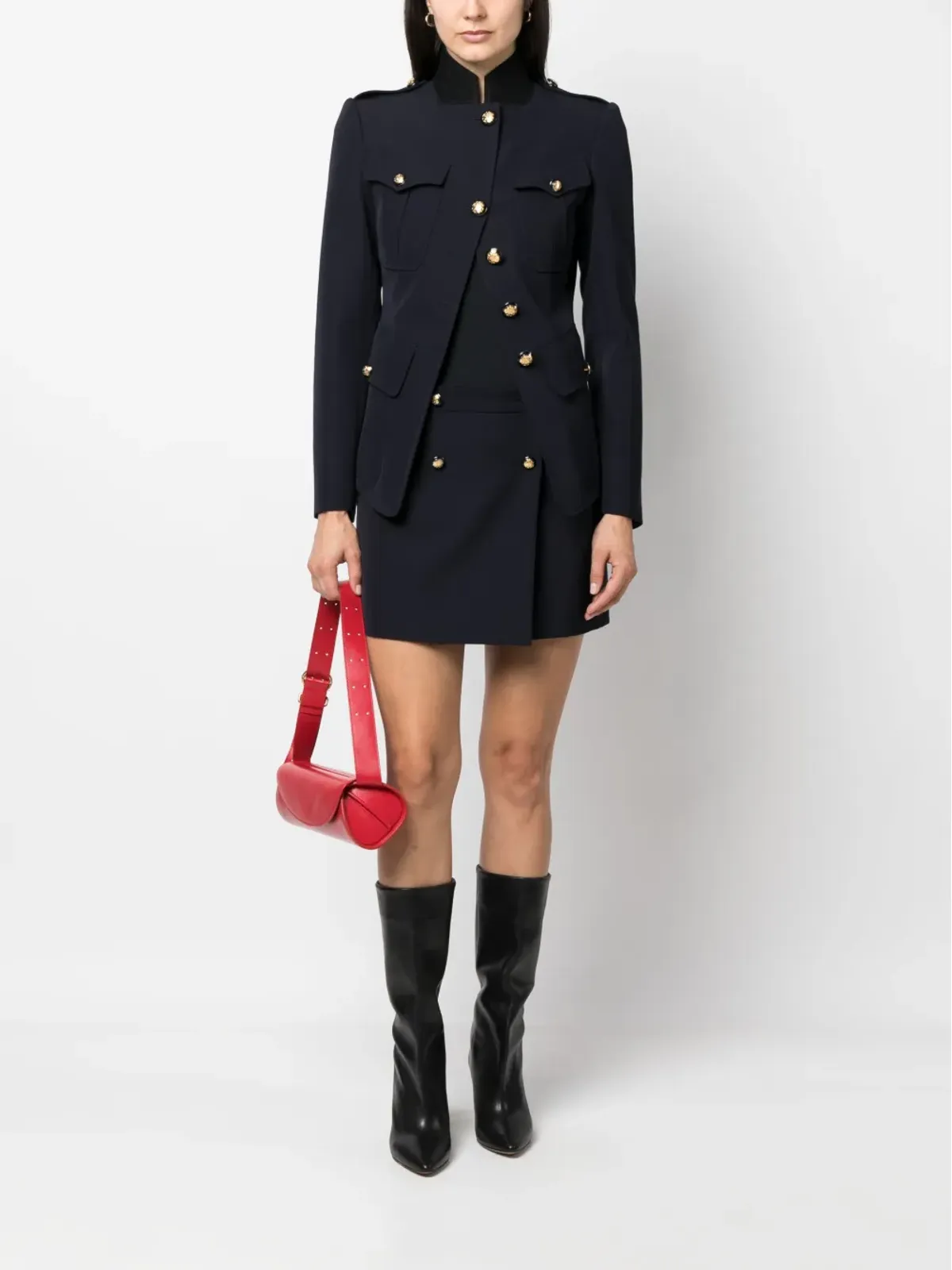 Alexander McQueen ウール混紡ミニラップスカート ブルー - 画像2