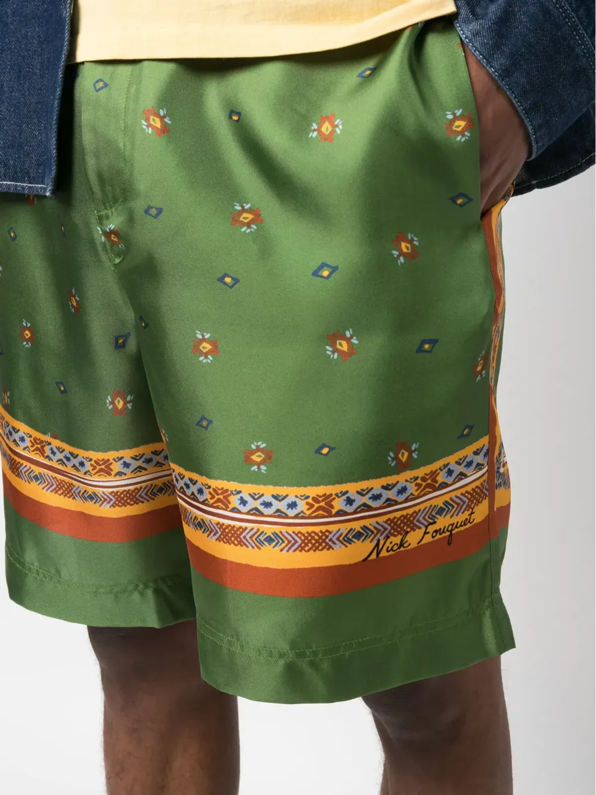 Nick Fouquet グラフィックプリント シルクショーツ - 画像5