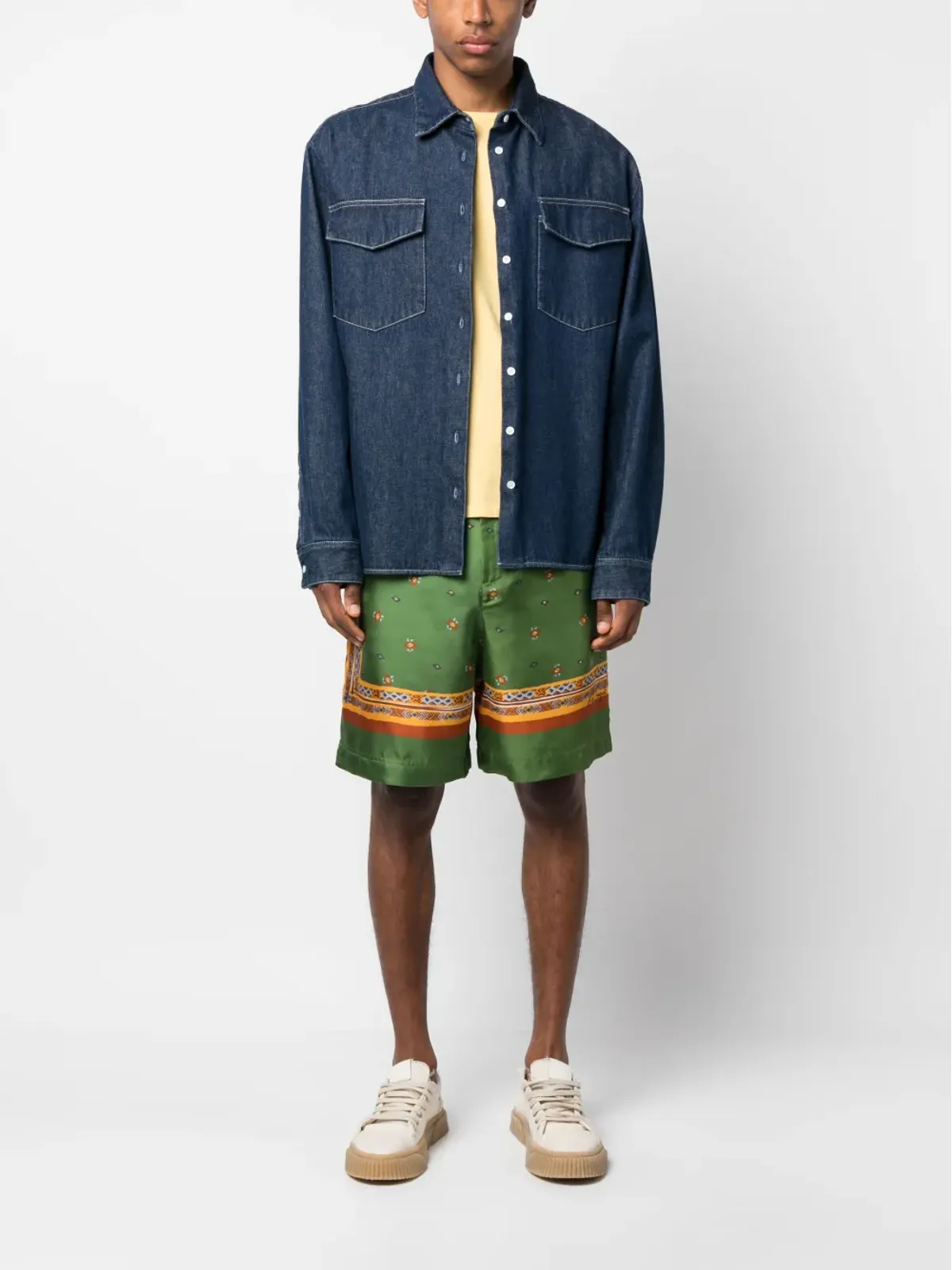 Nick Fouquet グラフィックプリント シルクショーツ - 画像2