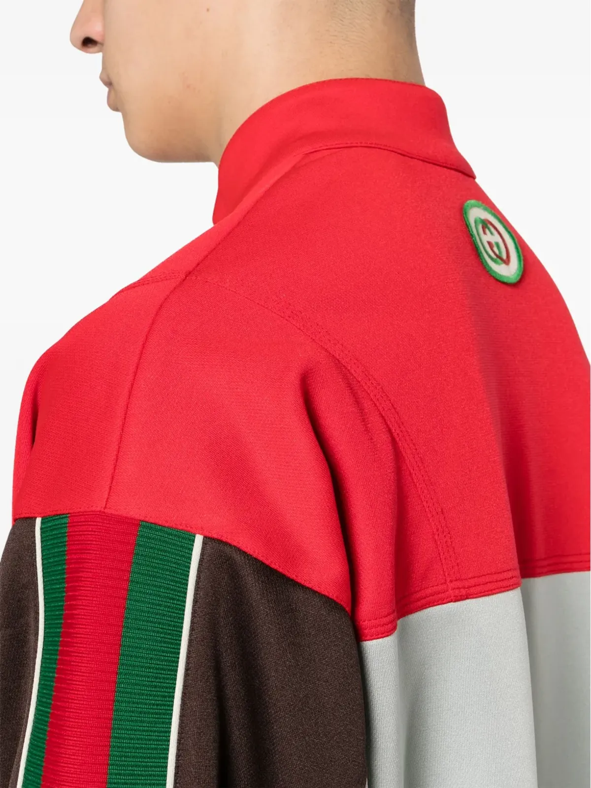 Gucci パネル付きハイネックジャケット - レッド - 画像5