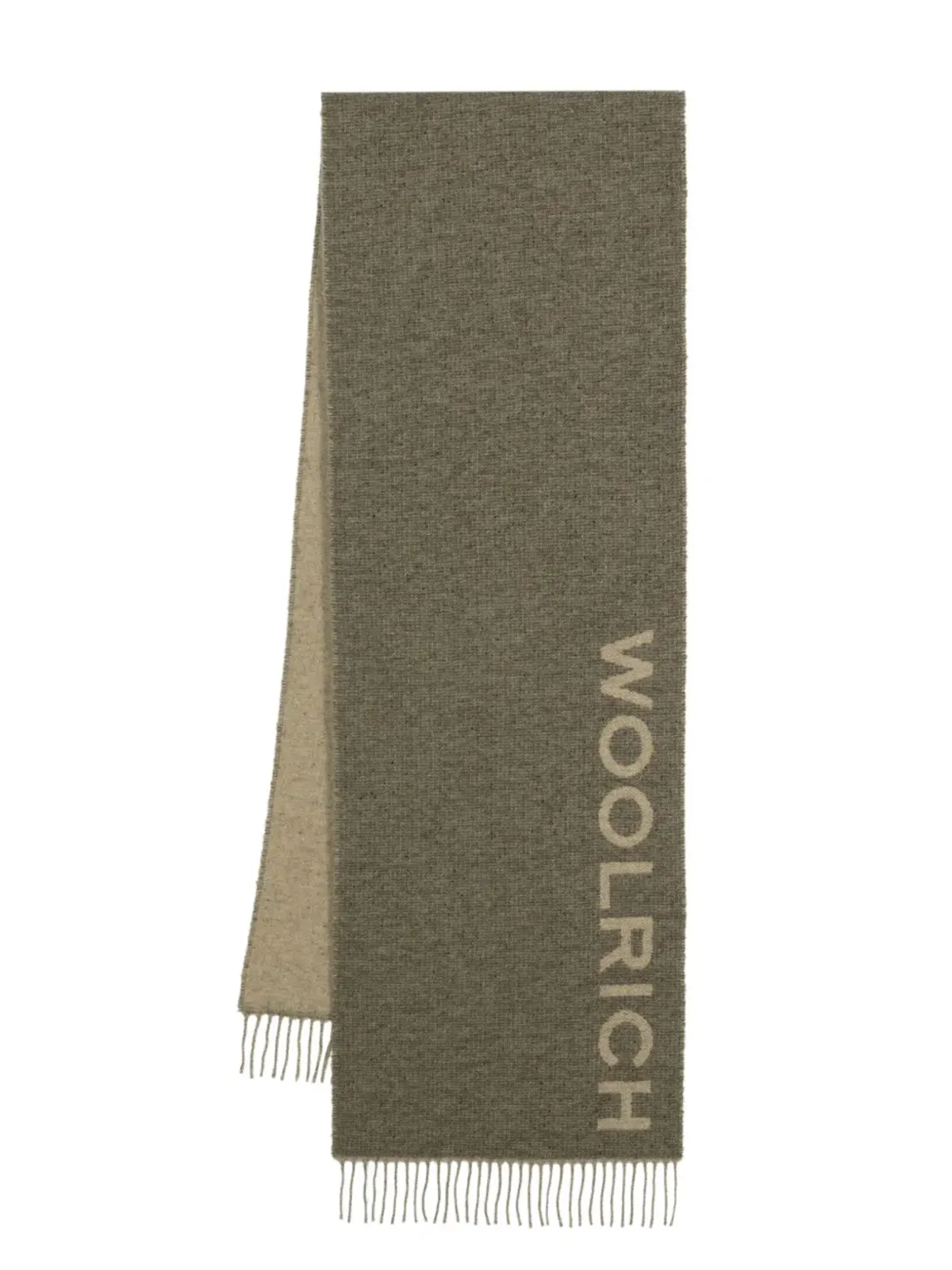 Woolrich ロゴ入りインターシャ編みフリンジディテールスカーフ - 画像1