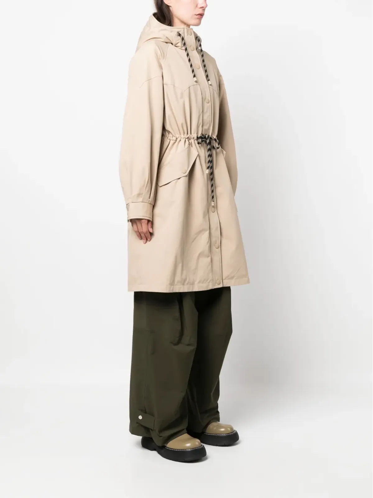 Woolrich ロングライン ドローストリング パーカコート - 画像3