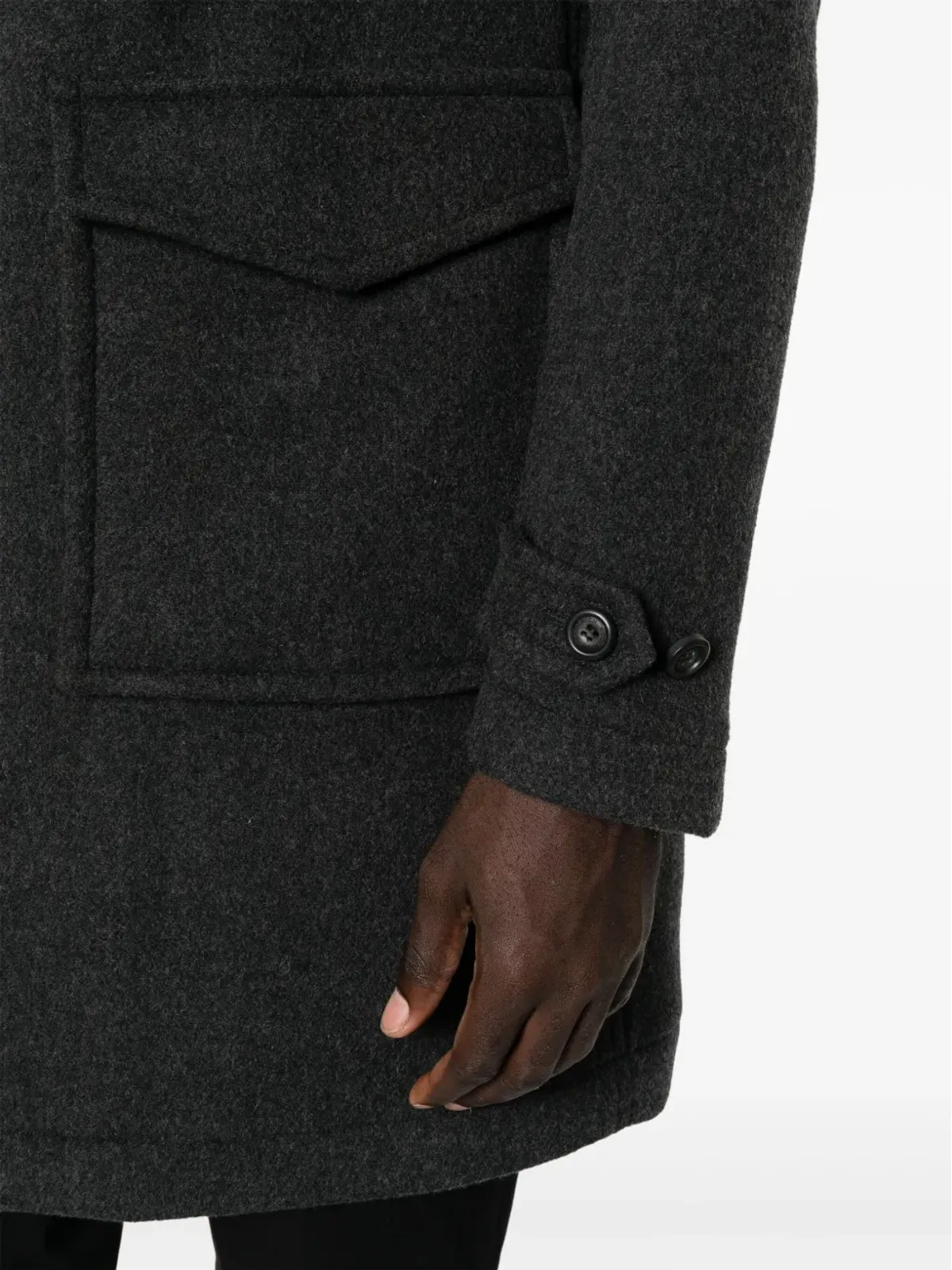 Woolrich ウールブレンド ボタンアップコート（グレー） - 画像5