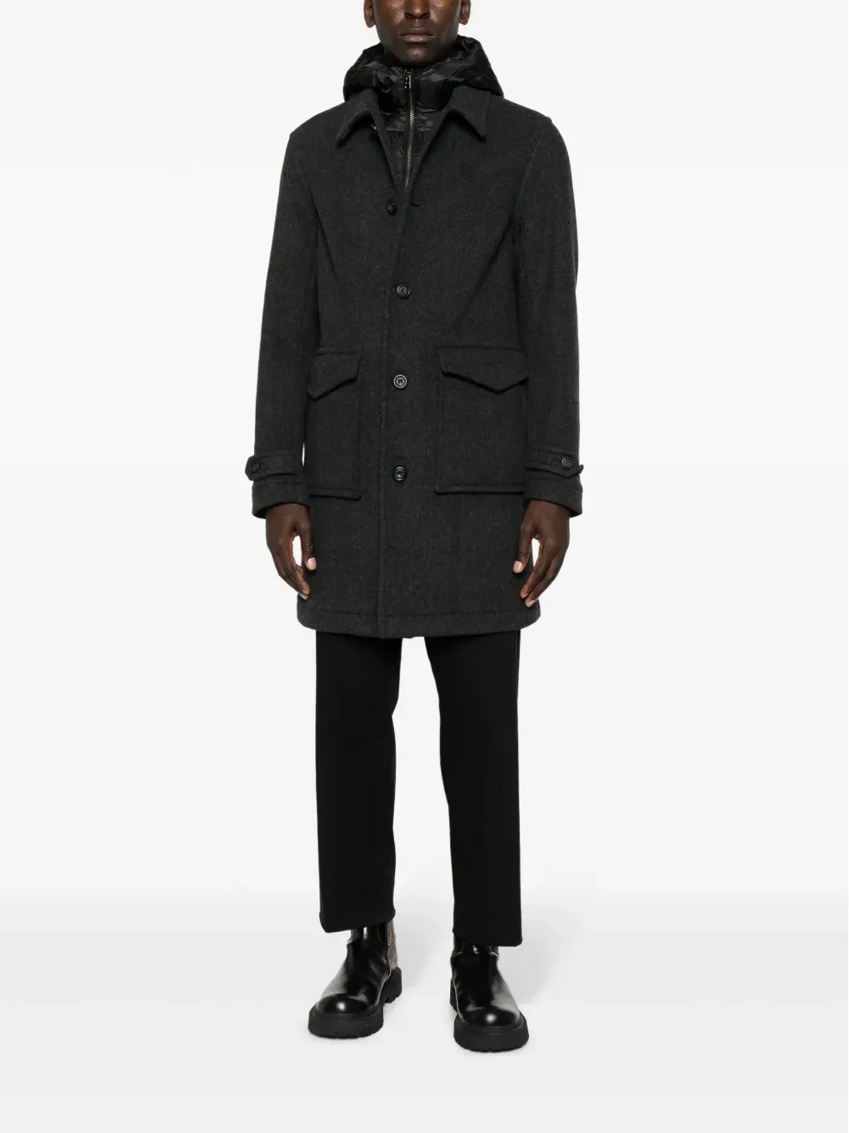 Woolrich ウールブレンド ボタンアップコート（グレー） - 画像2