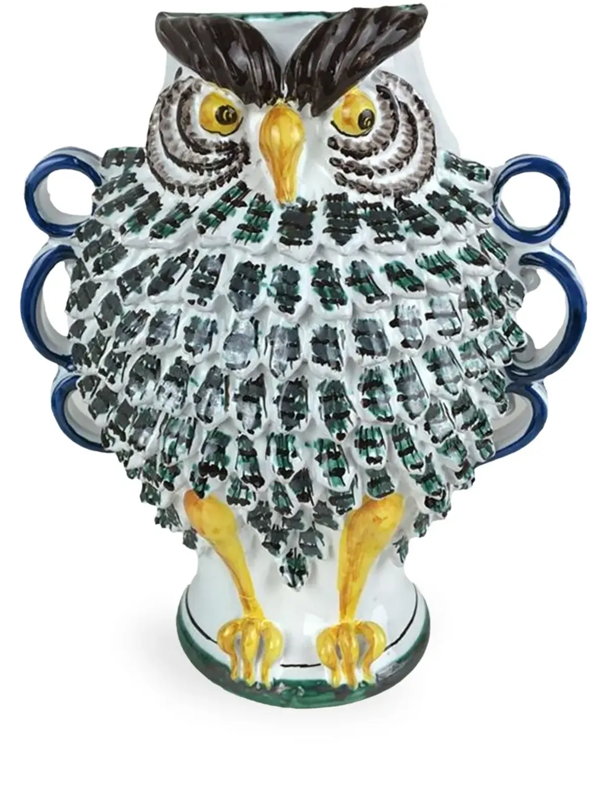 Les-Ottomans フクロウ柄磁器花瓶 - ブラック - 画像1