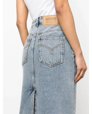 MOSCHINO JEANS ウォッシュドデニム ミディ丈スカート ブラック - サムネイル5