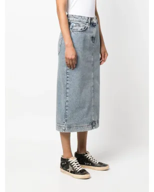 MOSCHINO JEANS ウォッシュドデニム ミディ丈スカート ブラック - サムネイル3