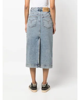 MOSCHINO JEANS ウォッシュドデニム ミディ丈スカート ブラック - サムネイル4