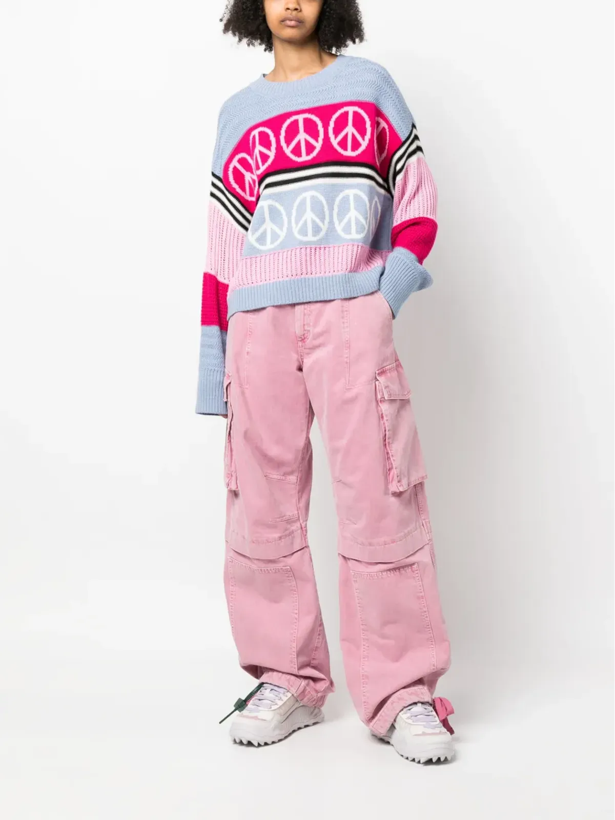 MOSCHINO JEANS ピースサイン入りインターシャニットジャンパー - 画像2