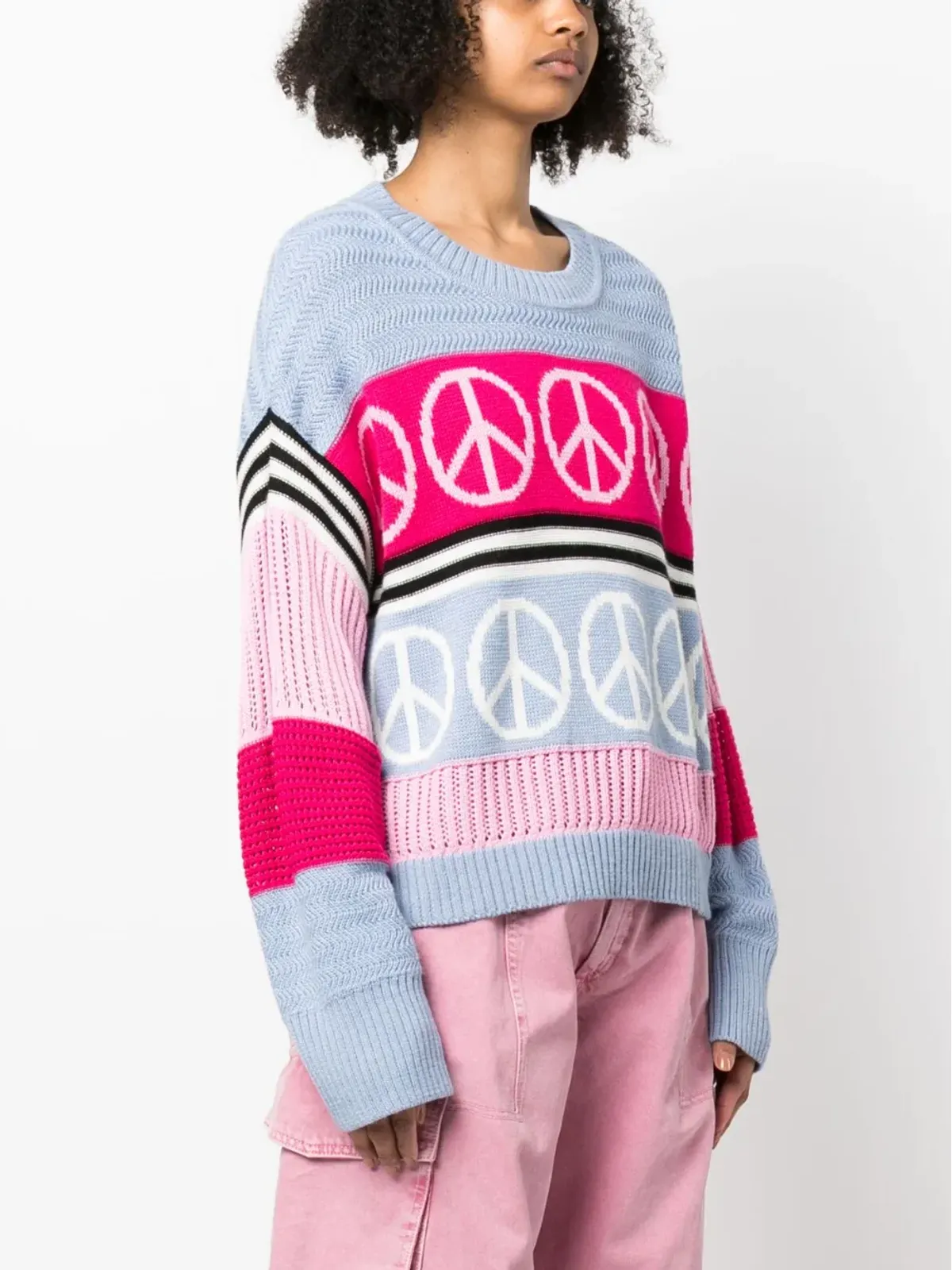 MOSCHINO JEANS ピースサイン入りインターシャニットジャンパー - 画像3