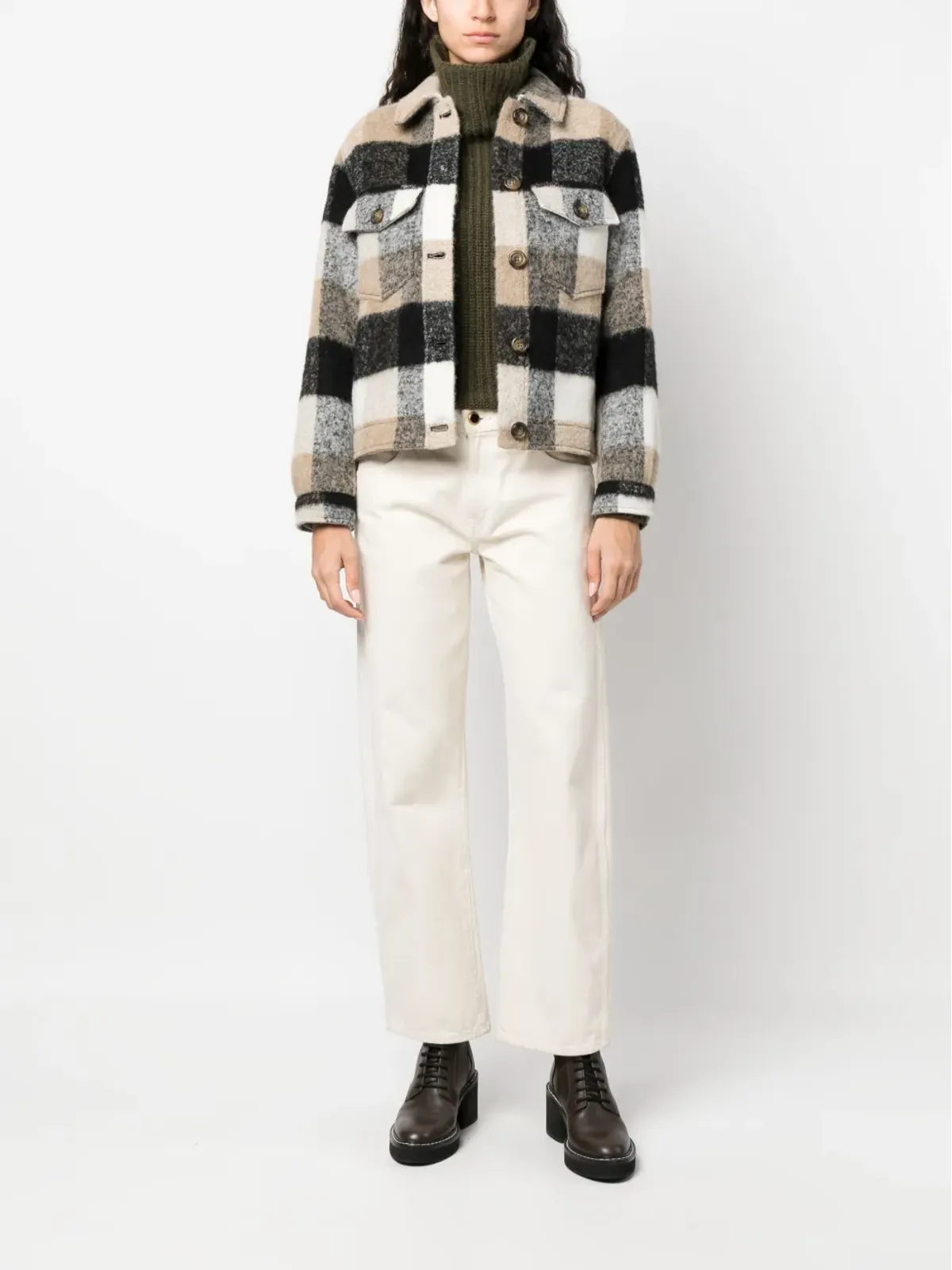 Woolrich フリンジ付きチェックシャツジャケット - ブラック - 画像2