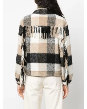Woolrich フリンジ付きチェックシャツジャケット - ブラック - サムネイル4