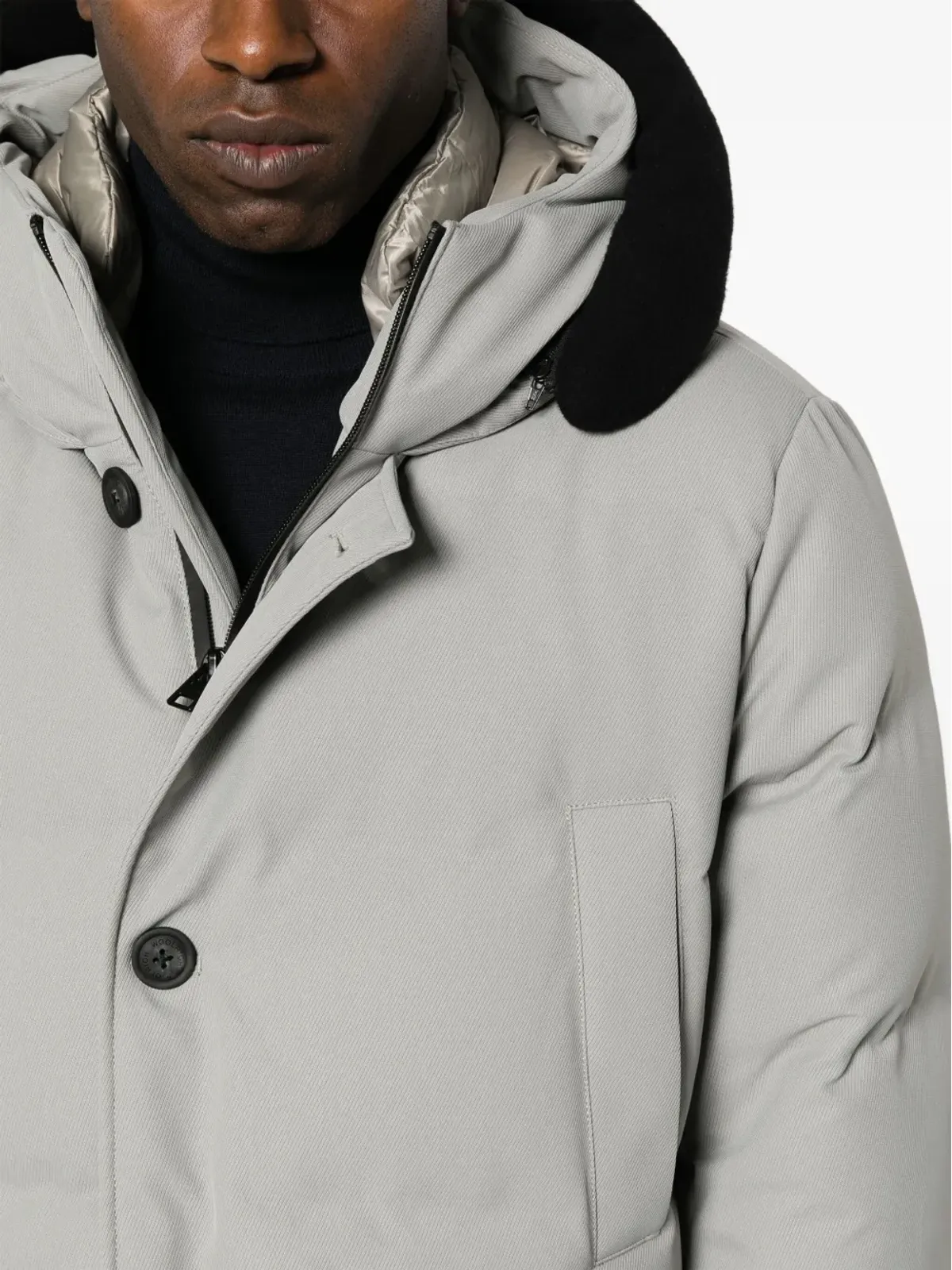 Woolrich ボタン留めフード付きダウンジャケット - 画像5
