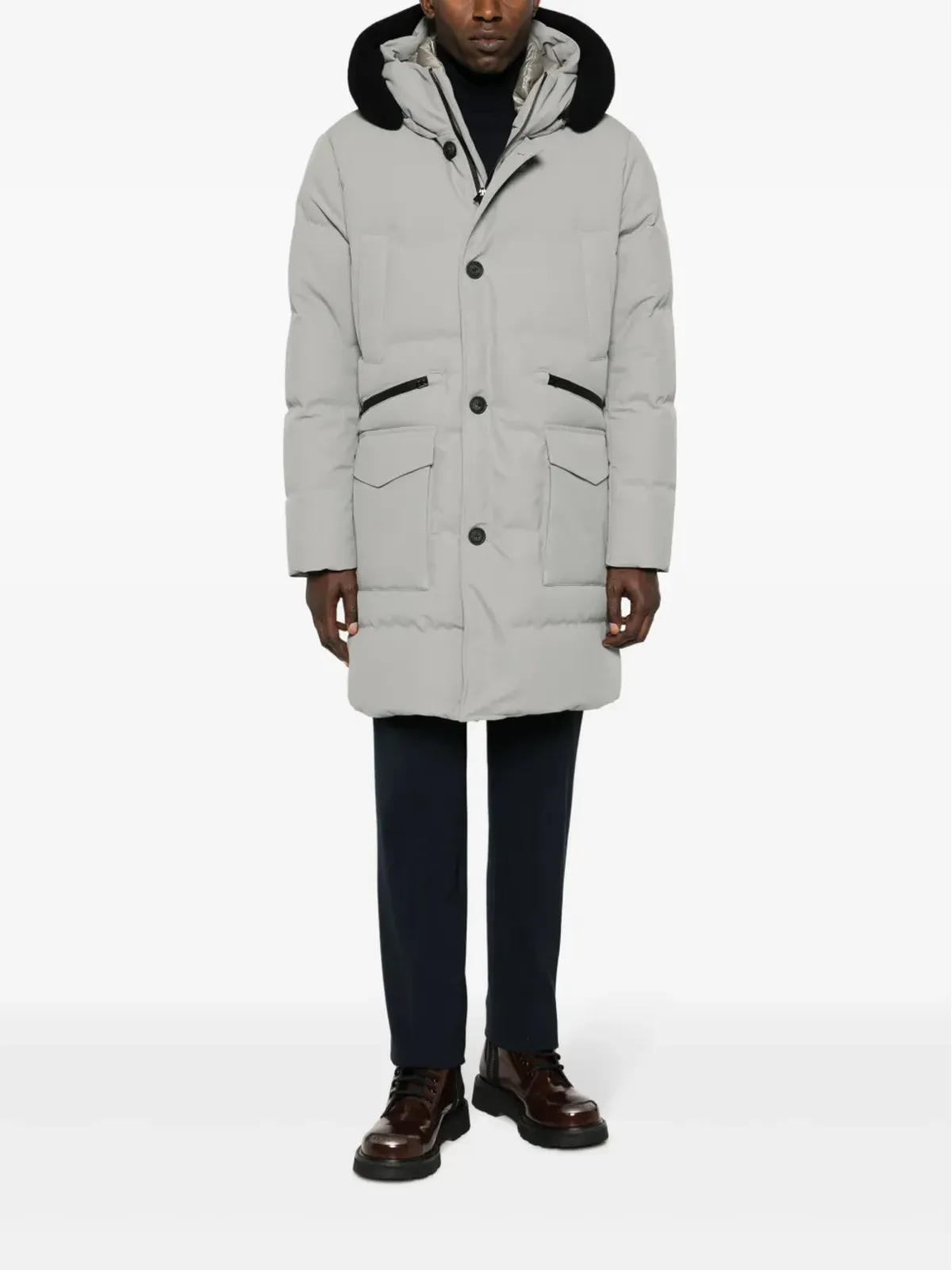 Woolrich ボタン留めフード付きダウンジャケット - 画像2
