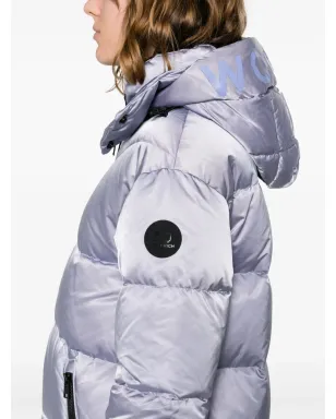 Woolrich ロゴパッチ付きフード付きダウンジャケット - パープル - サムネイル5