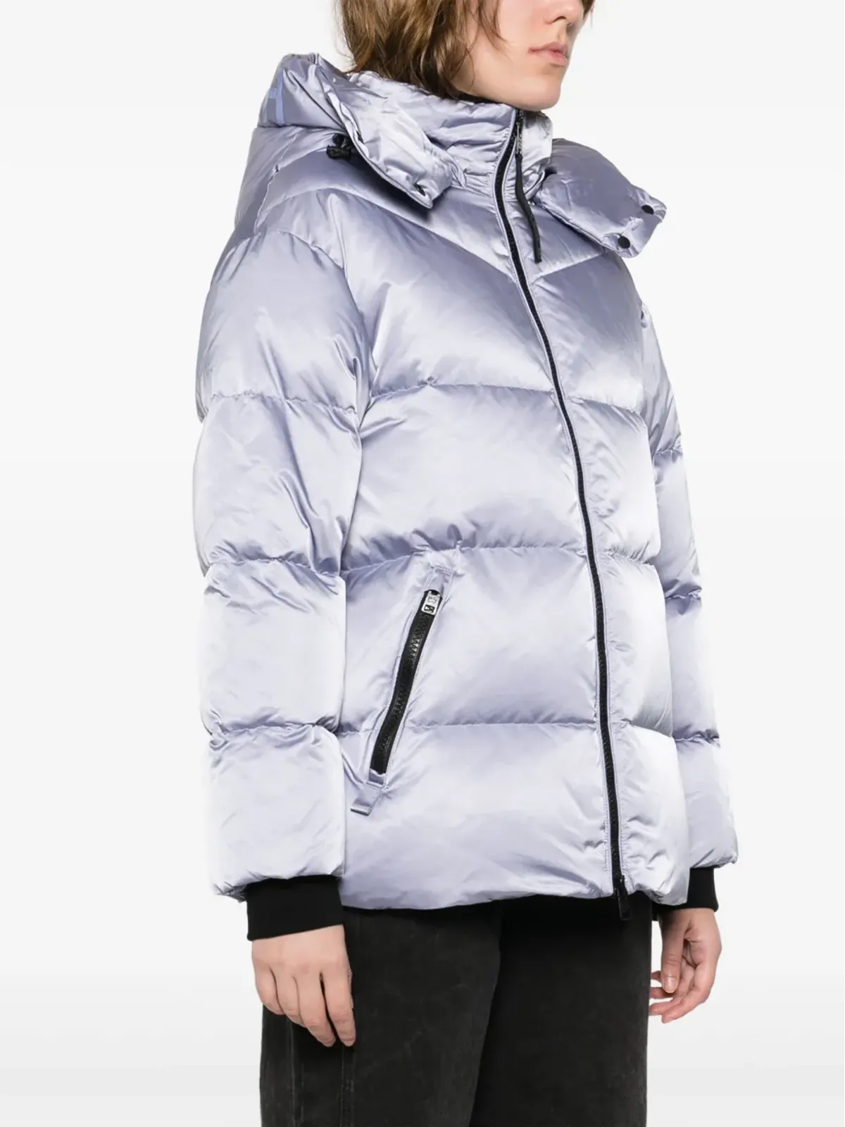 Woolrich ロゴパッチ付きフード付きダウンジャケット - パープル - 画像3