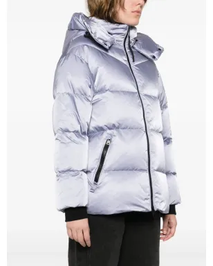 Woolrich ロゴパッチ付きフード付きダウンジャケット - パープル - サムネイル3