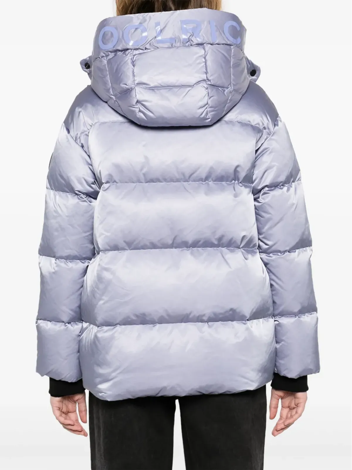 Woolrich ロゴパッチ付きフード付きダウンジャケット - パープル - 画像4