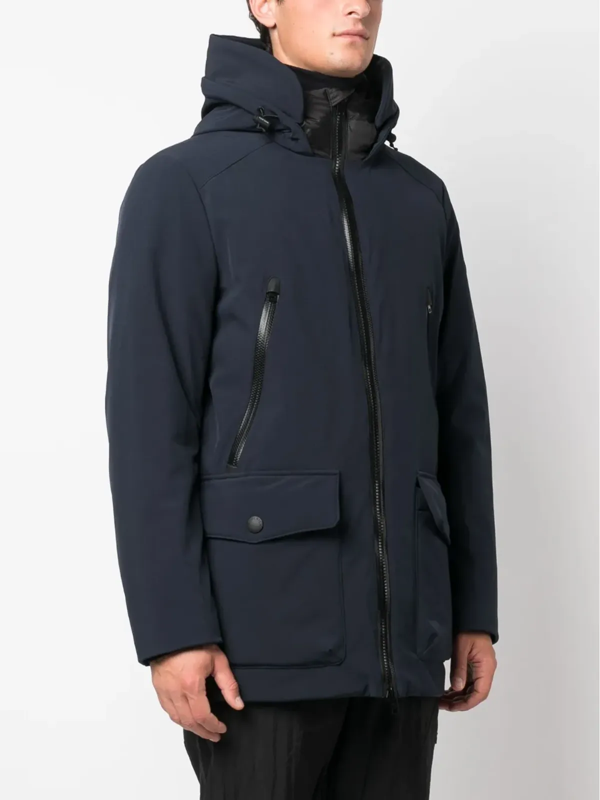Woolrich フード付きジップファスナー開閉パーカコート - 画像3