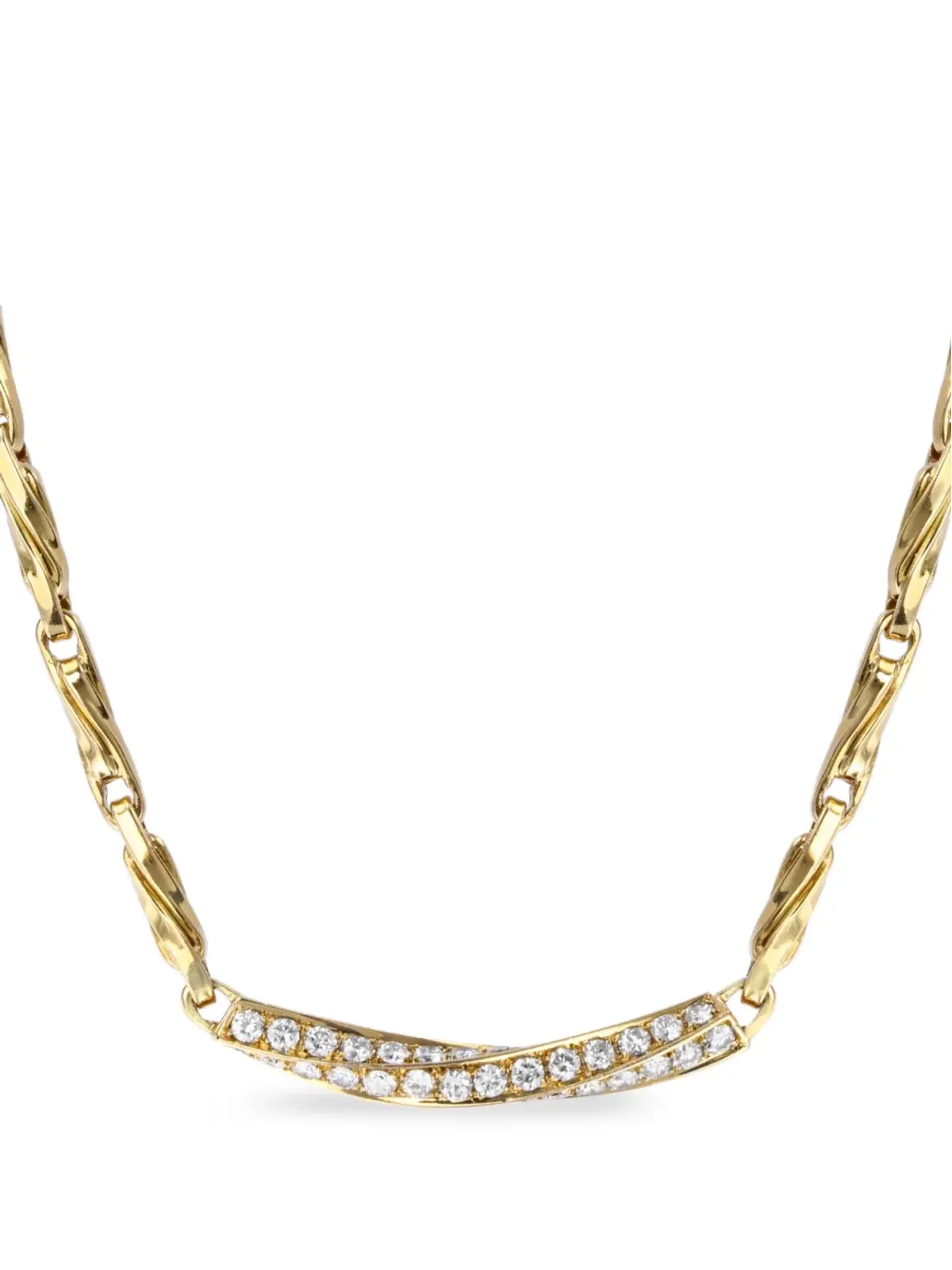 Bvlgari Pre-Owned 1980年代 18K イエローゴールド ツイストリンク ダイヤモンド ネックレス - 画像1