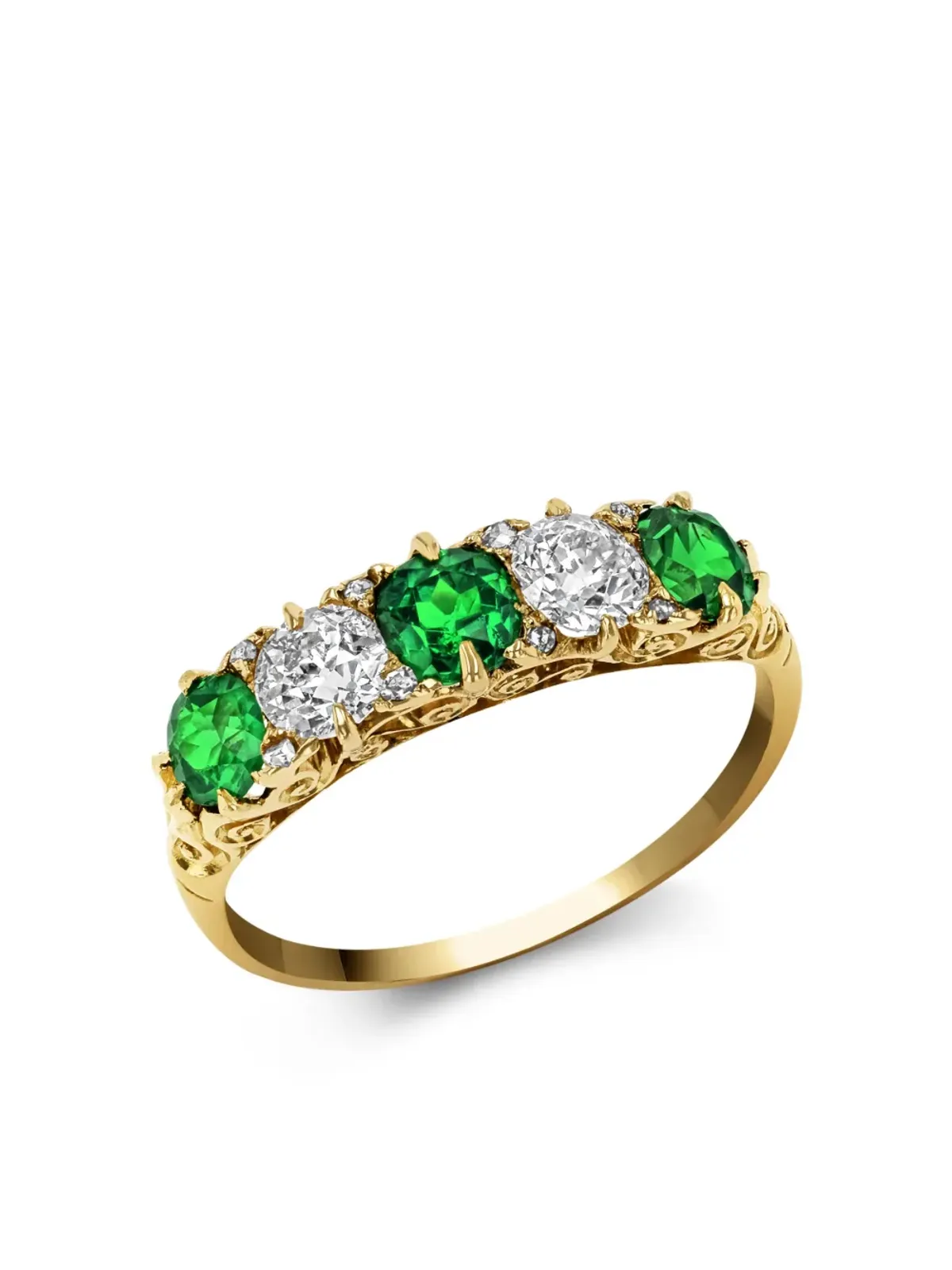 Pragnell Vintage 1837-1901 18kt イエローゴールド ガーネット ダイヤモンド リング - 画像3