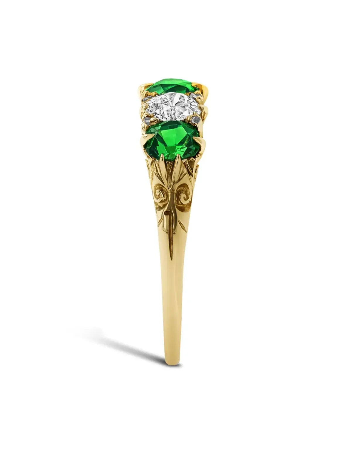 Pragnell Vintage 1837-1901 18kt イエローゴールド ガーネット ダイヤモンド リング - 画像4
