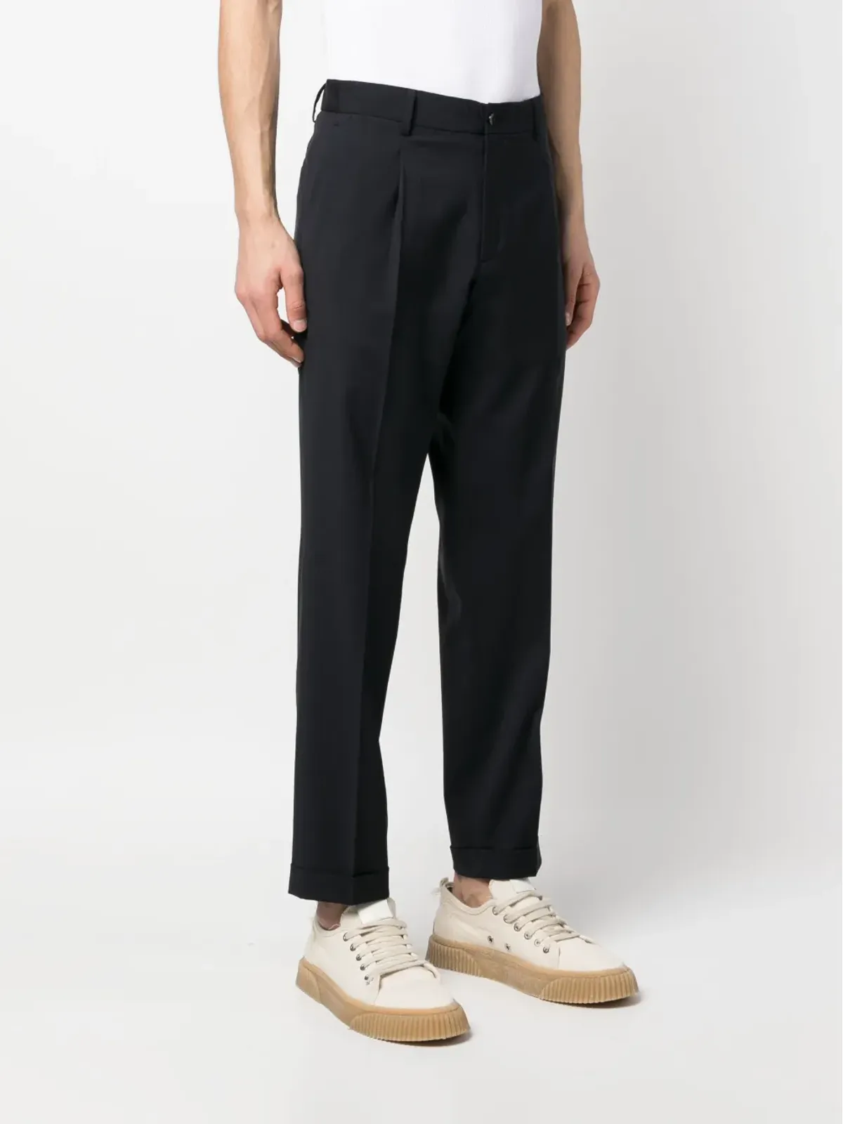 Briglia 1949 エラスティックウエストバンド付き コットンウール チノパンツ - 画像3