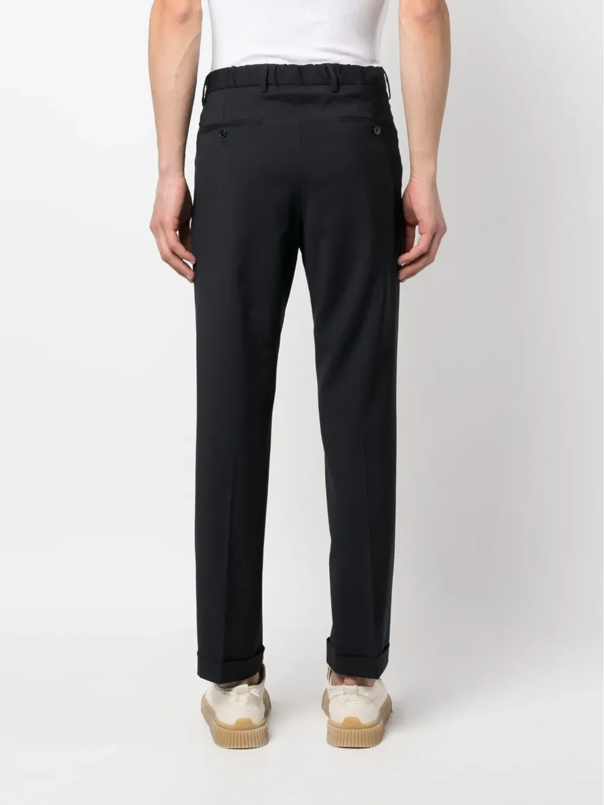 Briglia 1949 エラスティックウエストバンド付き コットンウール チノパンツ - 画像4