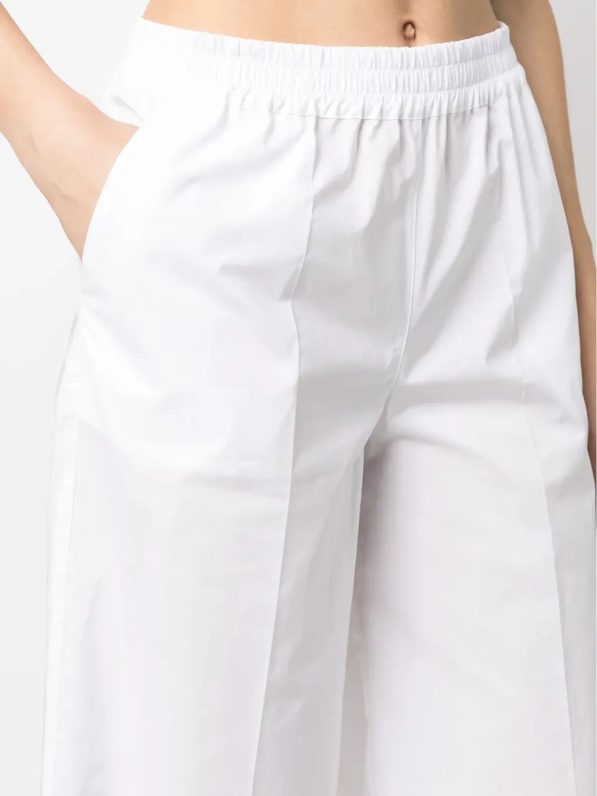 P.A.R.O.S.H. ワイドレッグ コットン クロップドパンツ - White - 画像5
