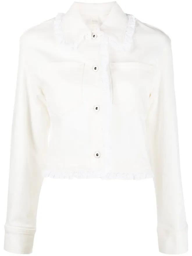 Kenzo Kenzo ブロderie-anglaise クロップドデニムジャケット - Neutralsの商品画像