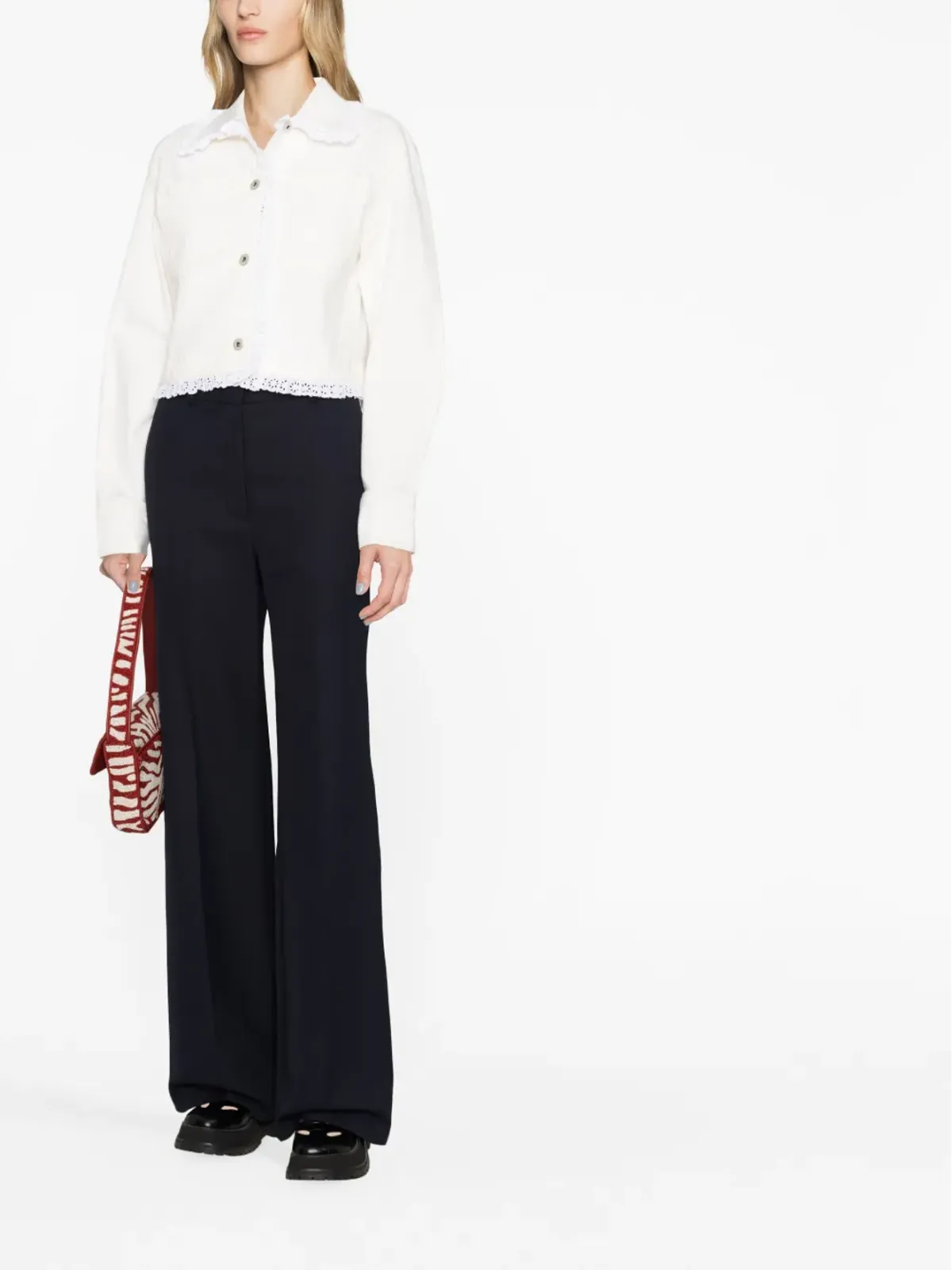 Kenzo ブロderie-anglaise クロップドデニムジャケット - Neutrals - 画像2