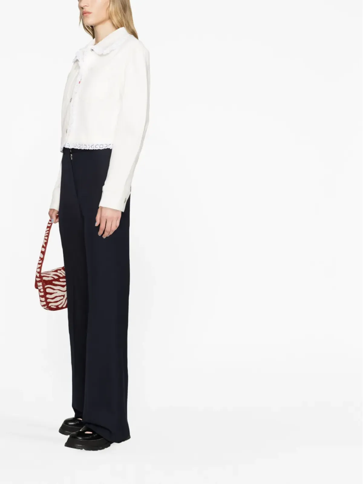 Kenzo ブロderie-anglaise クロップドデニムジャケット - Neutrals - 画像4