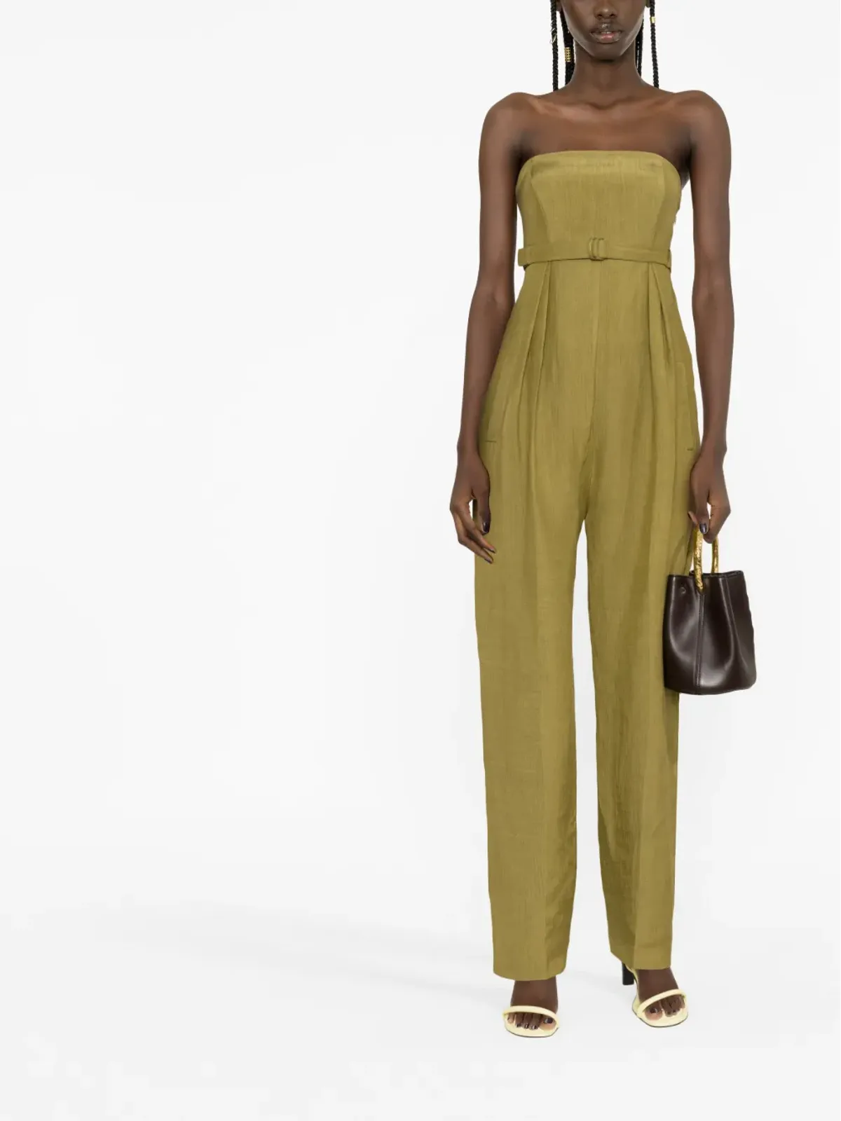 Alberta Ferretti ベルト付きストラップレスジャンプスーツ - 画像2