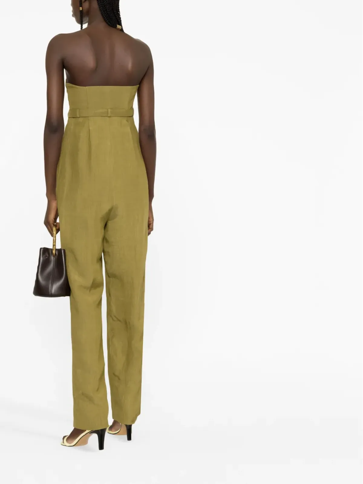 Alberta Ferretti ベルト付きストラップレスジャンプスーツ - 画像3